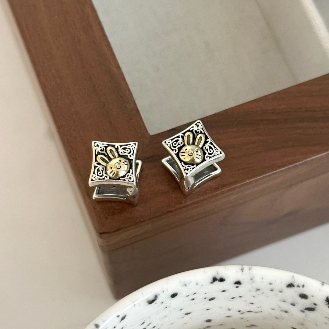 Wholesale Wholesale Golden Rabbit Starburst Double-Sided Earrings