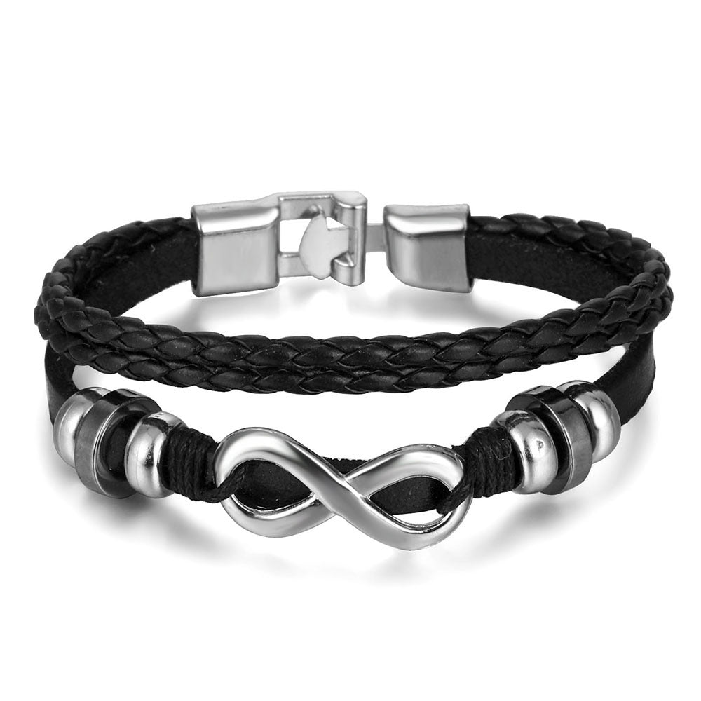 Wholesale Vintage Beads Men's Hollow Triangle Leather Bracelet
