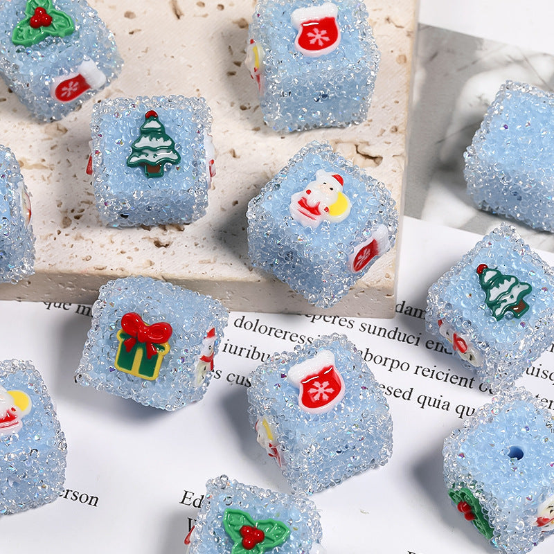 Wholesale  5pcs Christmas Sugar Square Beads DIY Bracelet Beads