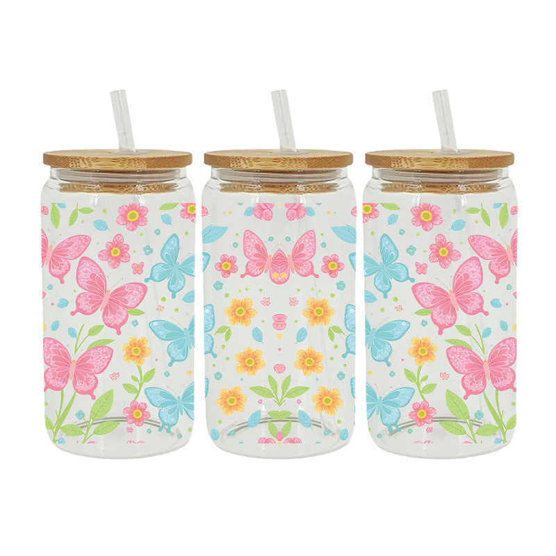Wholesale Colorful Cartoon Butterfly 16oz Cup UV DTF Wraps