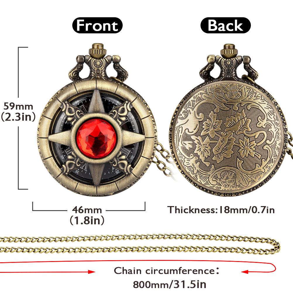 Wholesale Quartz Movement Bronze Hollow Inlaid Semicircular Haoshiqing Antique Pocket Watch