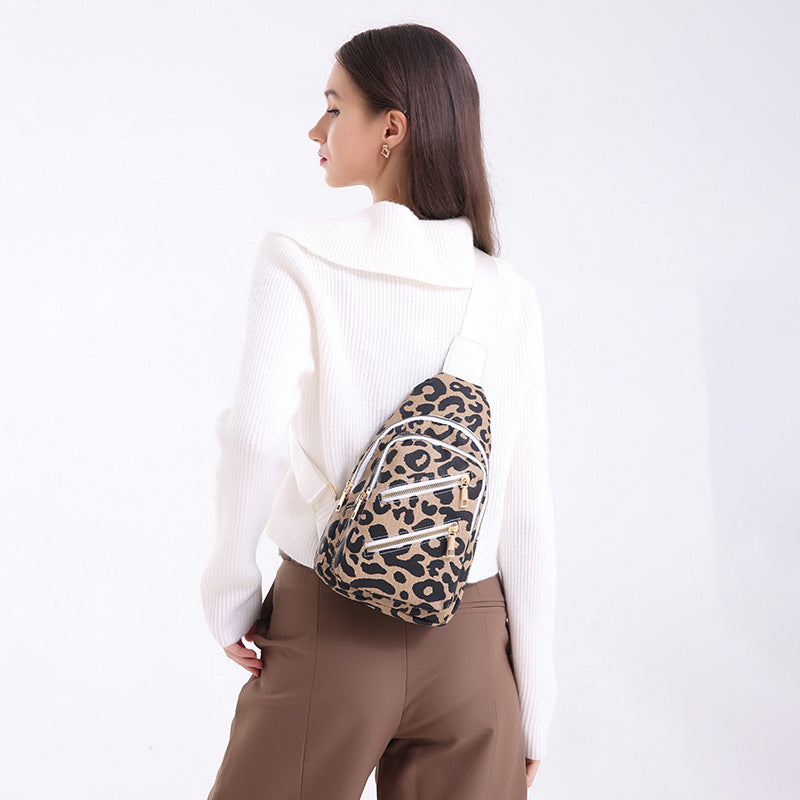 Wholesale PU Leopard Print Crossbody Chest Bag Travel Leisure Backpack