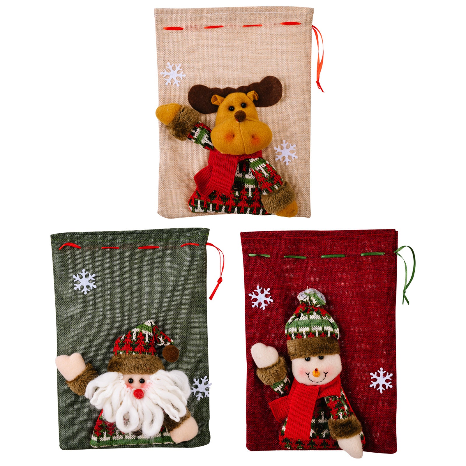 Wholesale Christmas New Decorations Cartoon Dolls Linen Gift Bags