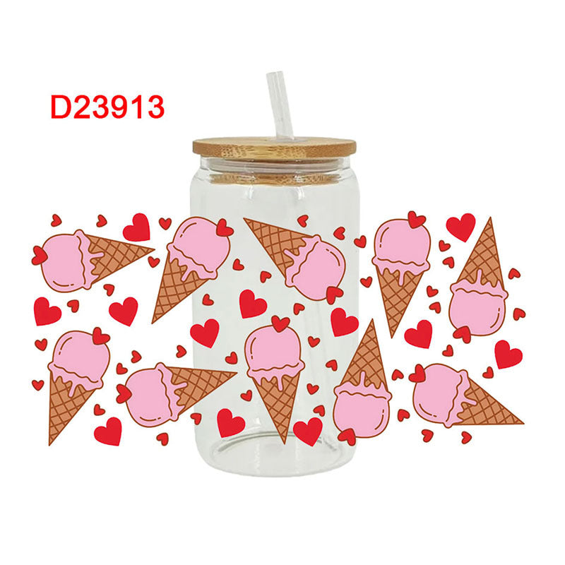 Wholesale Ice cream and french fries beverage 16oz Cup UV DTF Wraps