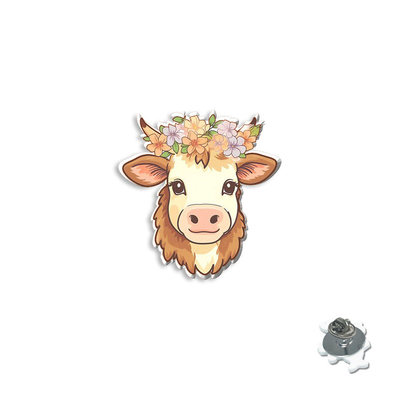 Wholesale Cartoon Cute Cow Brooch Acrylic Collar Pin