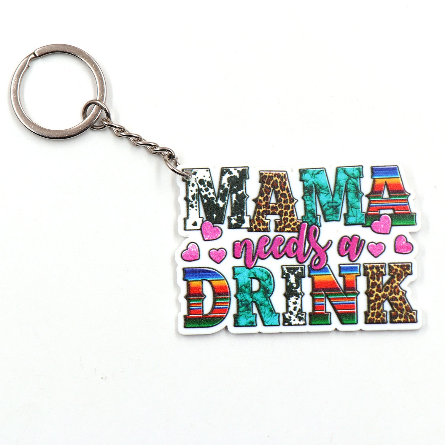 Wholesale Mother's Day Mama Acrylic Cow Pattern Keychain