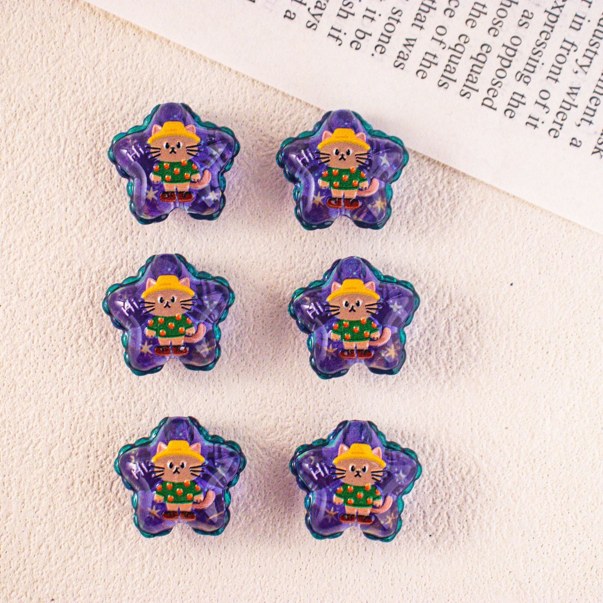 Wholesale 10pcs Acrylic Cartoon Printed Star Beads DIY Beadable Accessories OLY Exclusive