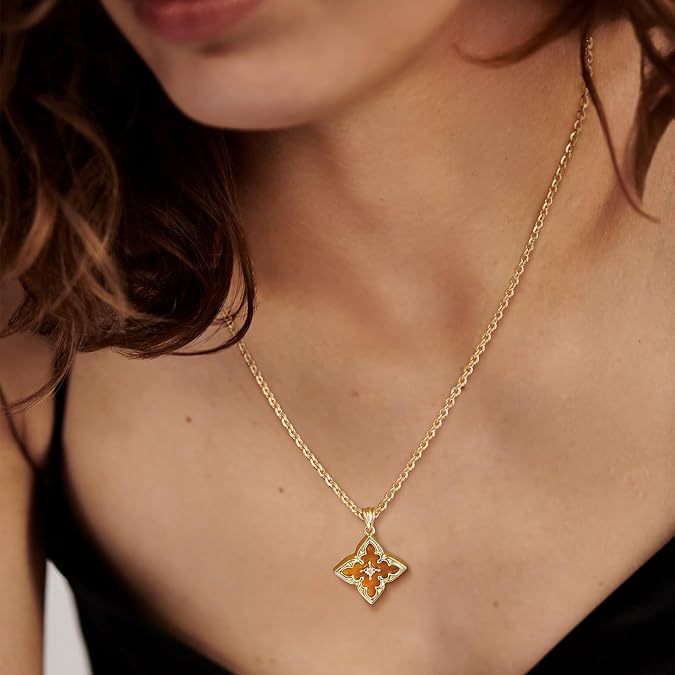 Wholesale 14K Gold Plated Cubic Zirconia Lucky Clover Necklace