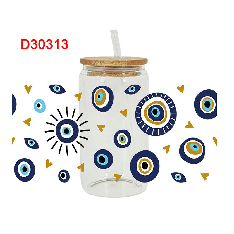 Wholesale Blue Devil's Eye Series 16oz Cup UV DTF Wraps