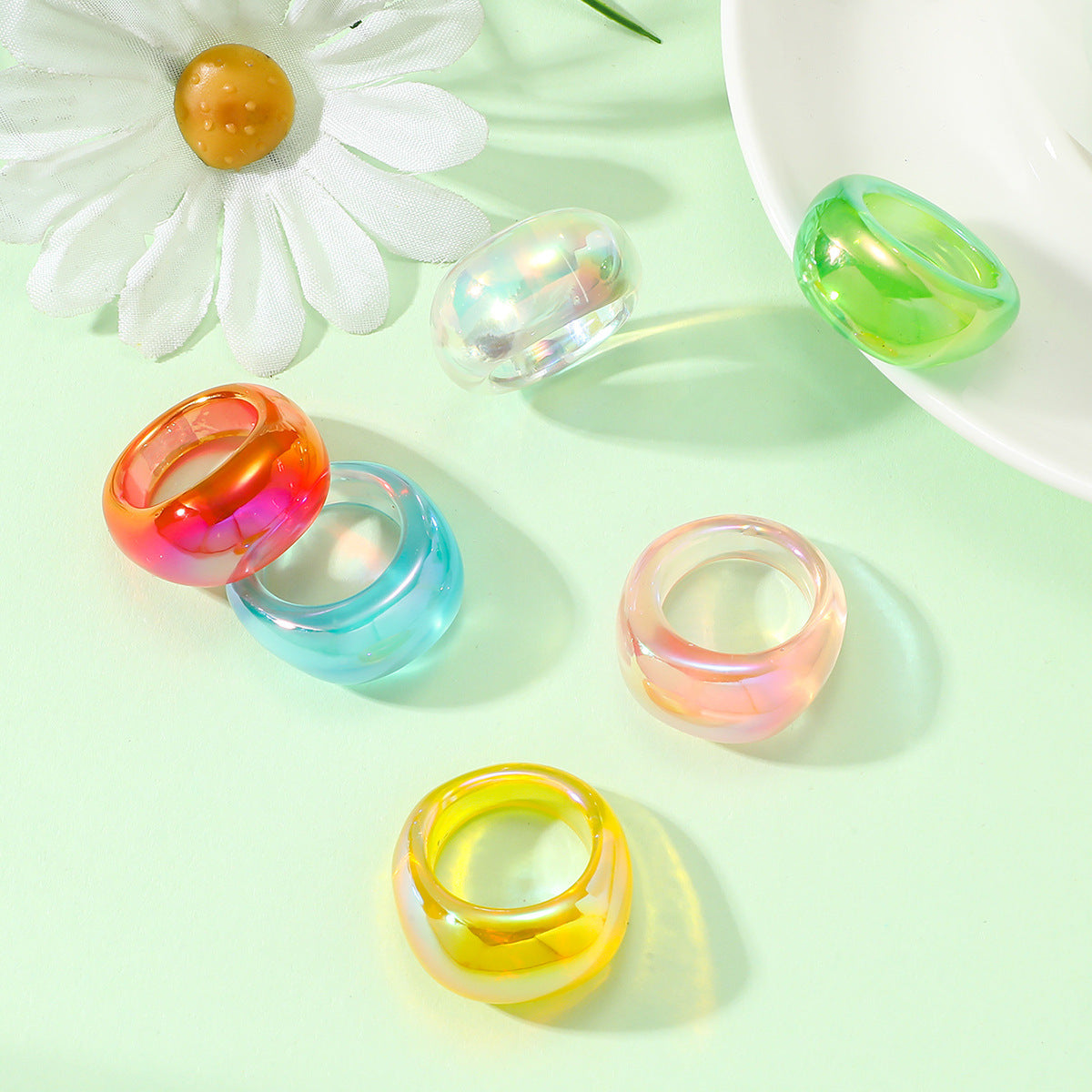 Wholesale Plastic Candy Colored Ring Sets