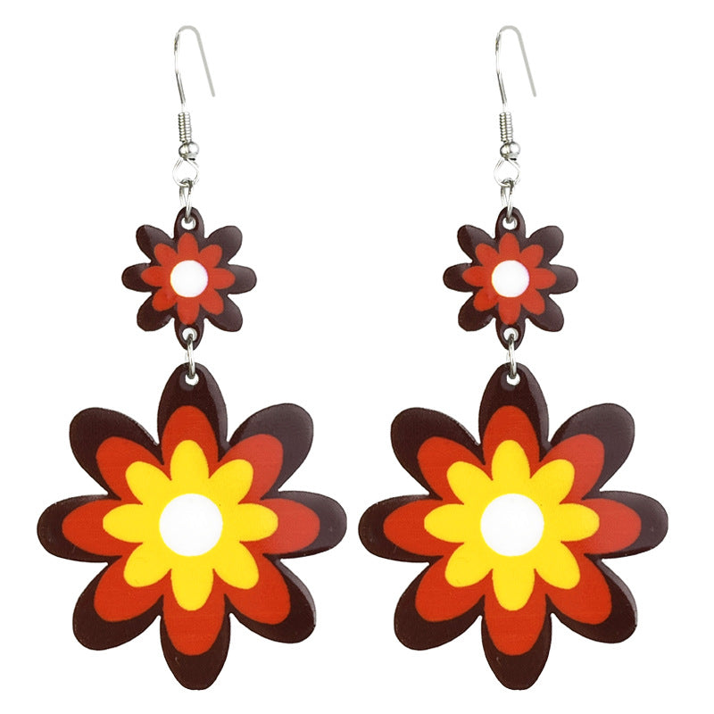 Wholesale Vintage Acrylic Oil-painted Floral Bohemian Earrings