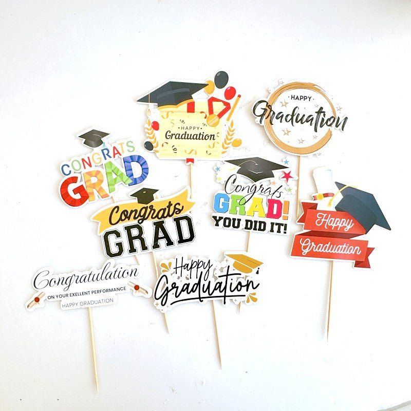 Wholesale 5PCS/PACK Graduation Season Acrylic Paper Cake Card Decoration