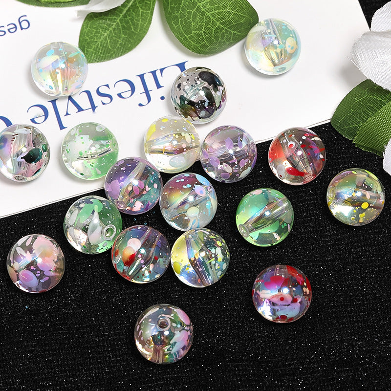 Wholesale 100pcs DIY Color Splash Ink Wind Chime Round Acrylic Beads