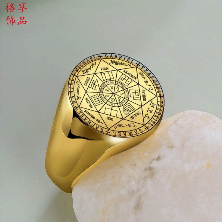 Wholesale Seven-pointed star titanium steel men's ring star ring