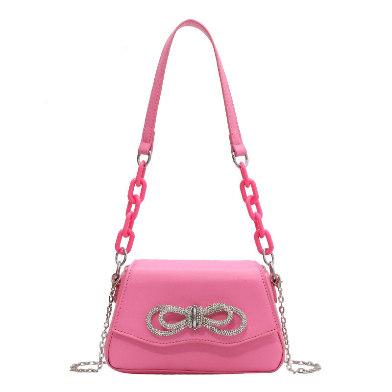 Wholesale Pink PU Small Square Bag Simple Crossbody Bag