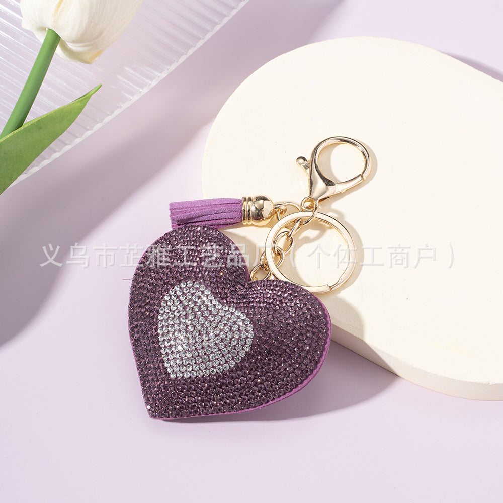 Wholesale Diamond-studded two-color heart-shaped creative keychain accessory