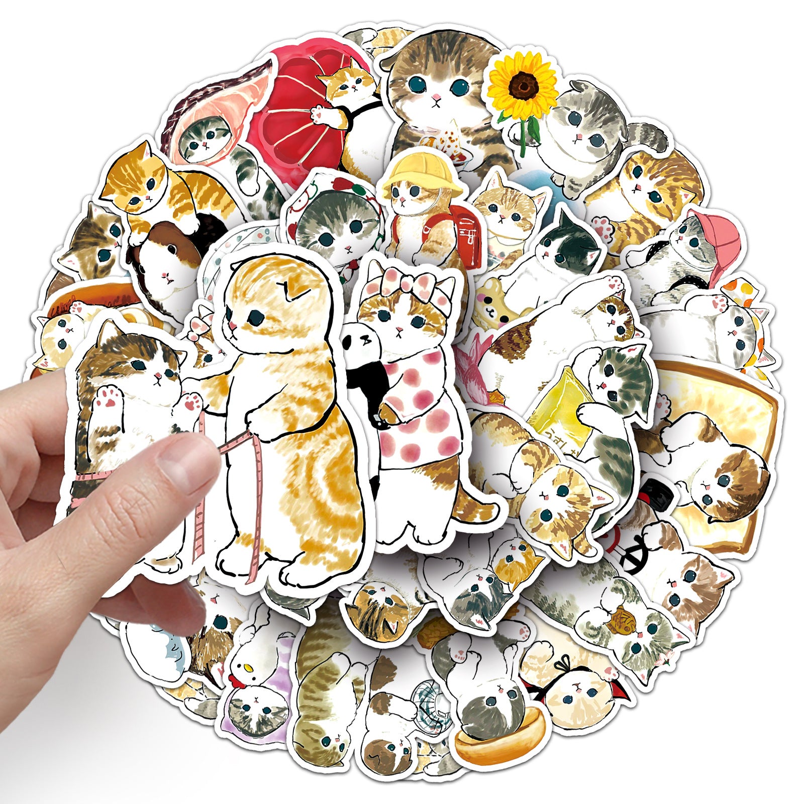 Wholesale 50 Cartoon Hand-Drawn Kitten Doodle Stickers