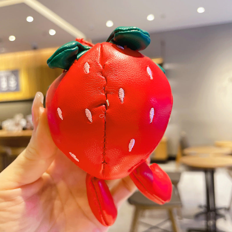 Llavero de fresa de cuero al por mayor