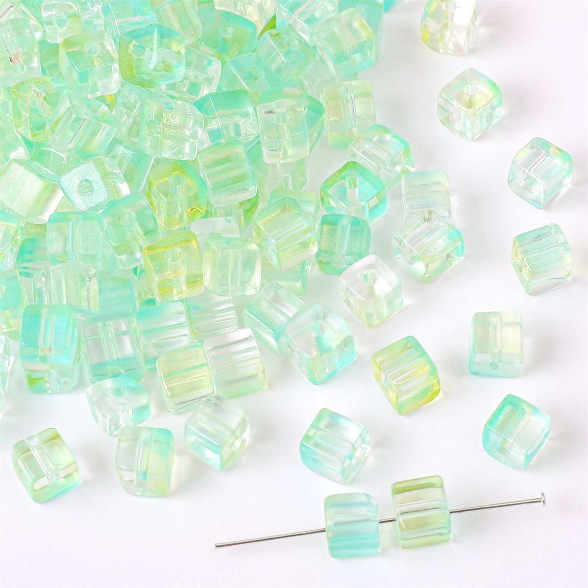 Wholesale Glass Gradient Sugar Cube Beads