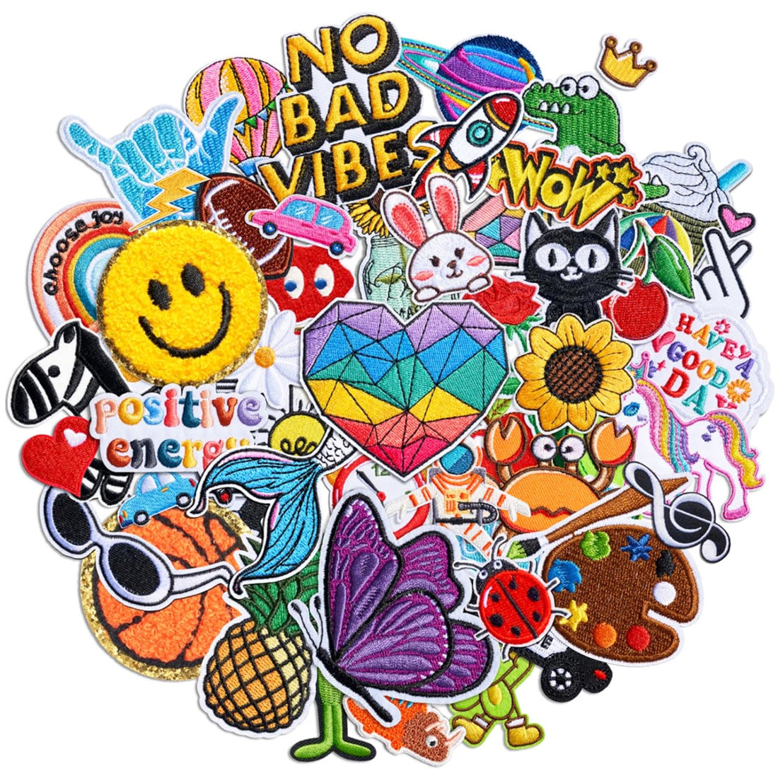 Wholesale 60Pcs Polyester Embroidered Patches Basketball Face Iron On Applique For et Backpack DIY Clothing Gift