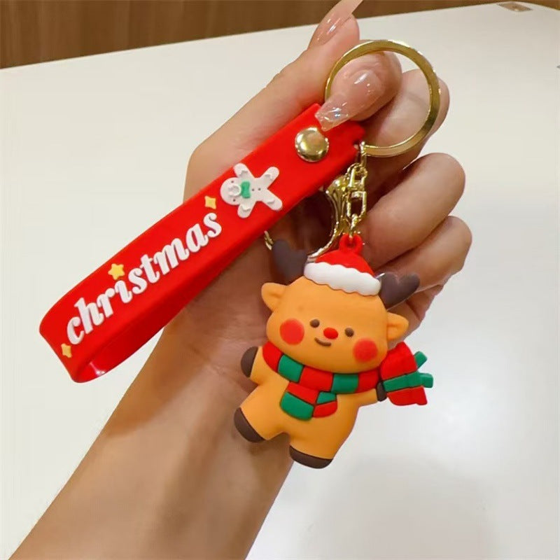 Wholesale Christmas  Cartoon PVC Keychain Decorative Bag Charm Car Key Accessory Trendy Gift For Boutique Resale