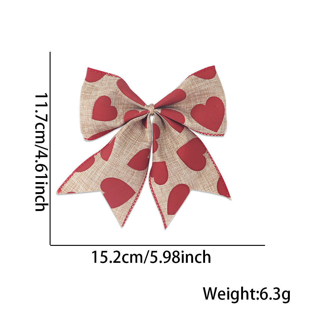 Wholesale Valentine' s Day Love Printed Peach Heart Bow Decoration