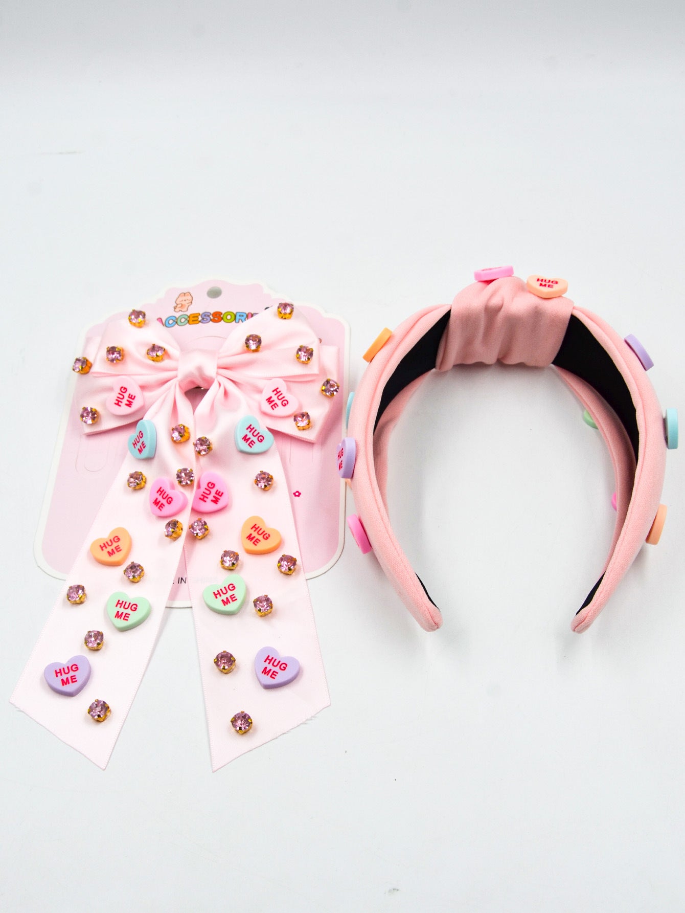 Wholesale Valentine's Day love letter fabric knotted fashionable wide-brimmed hairpin combination