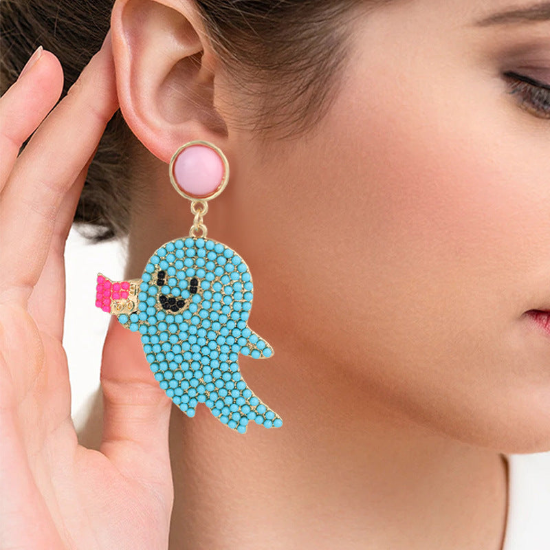 Wholesale Halloween Cute Cartoon Ghost Little Devil Rice Bead Earrings