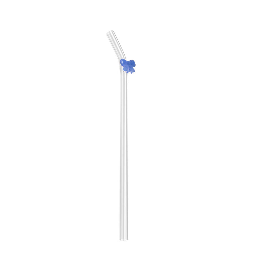 Wholesale Colorful Bow Transparent Borosilicate Glass Straws