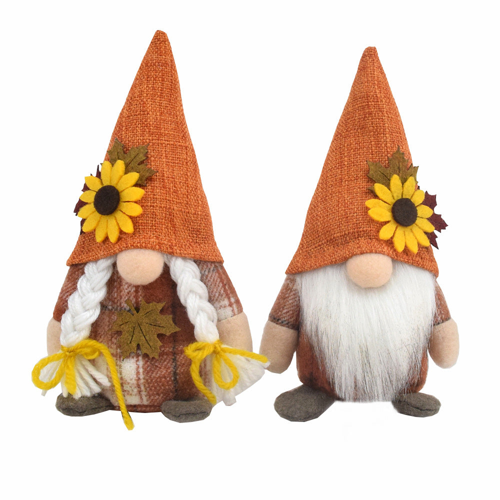 Wholesale Harvest Festival Autumn Faceless Doll Brown Plush Gnome Ornament