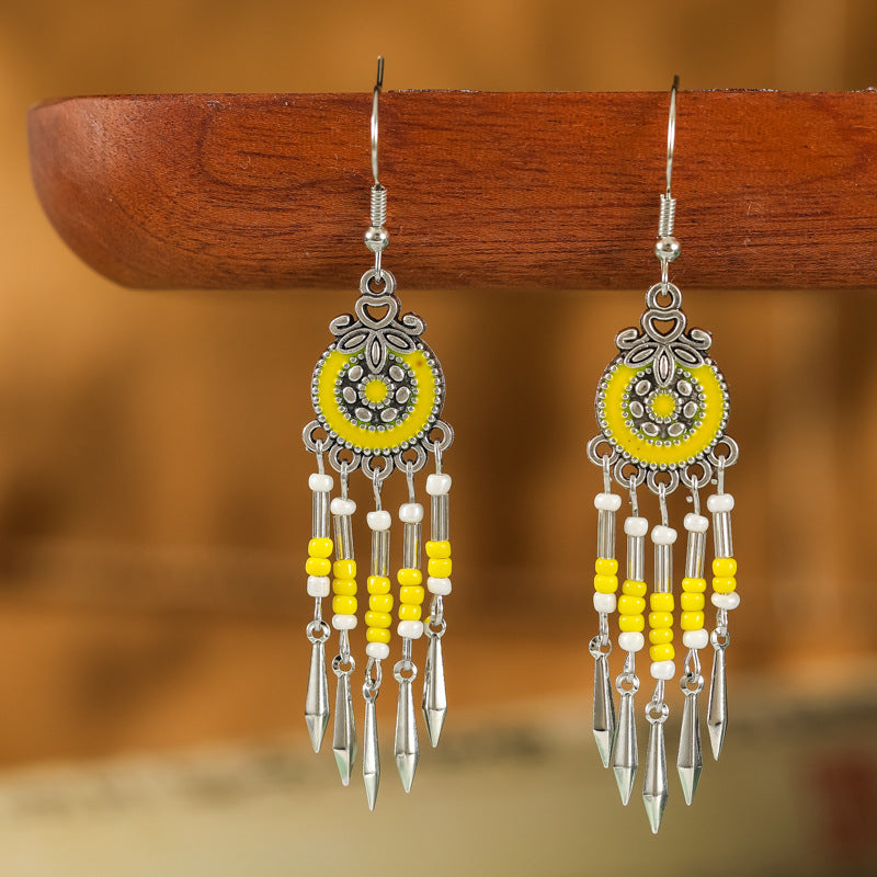 Wholesale Small Short Bohemian Vintage Round Bead Earrings