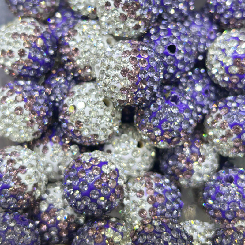 Wholesale 20pcs 16mm Gypsophila Colorful Gradient Soft Clay Diamond Ball Straight Hole Crystal Beads