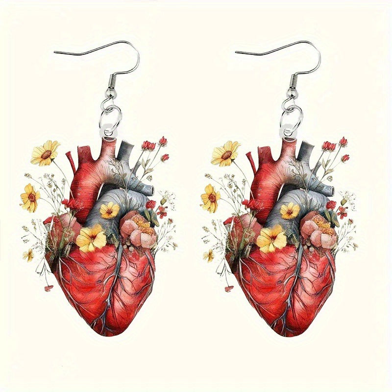 Wholesale Fashion Personalized Flowers Heart Acrylic Women's Earrings-Valentine's Day, Birthday and other perfect gifts