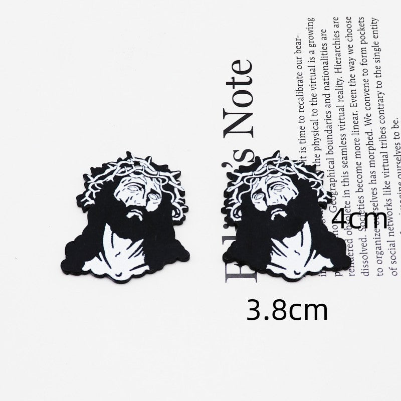 Wholesale 10pcs Double-sided Color Black and White Cartoon DIY Accessories