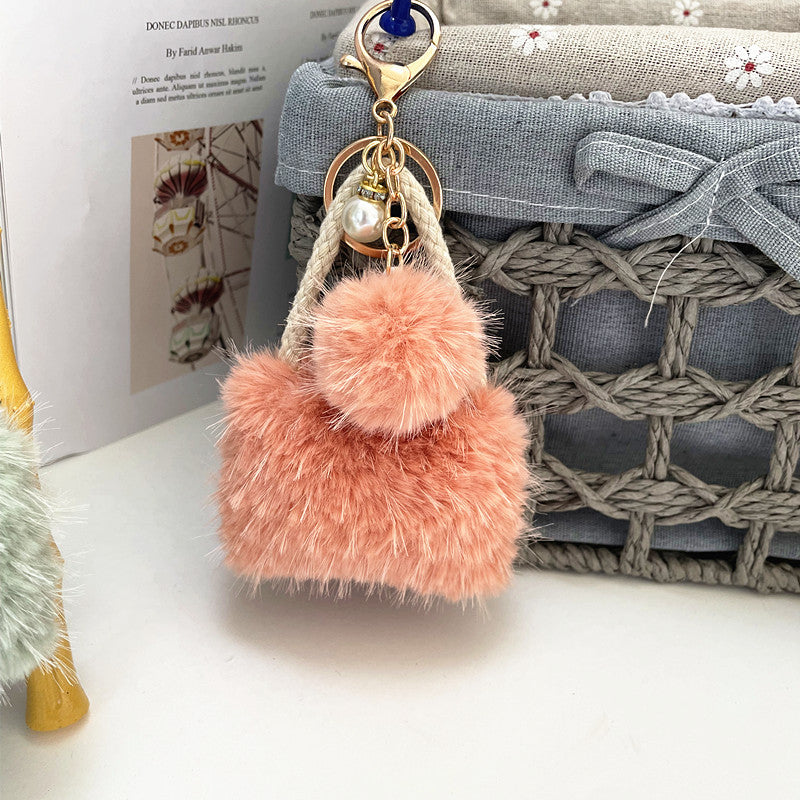 Wholesale light luxury small fragrance style mini bag cute plush keychain