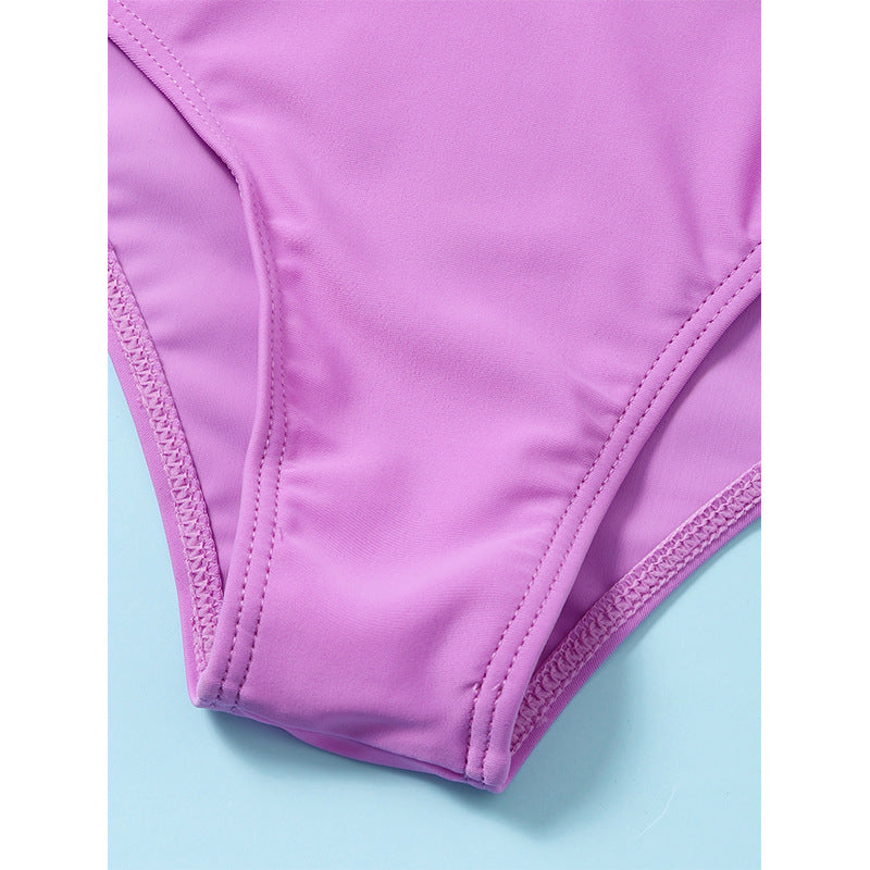 Wholesale High Waist Floral Solid Color Swimwear