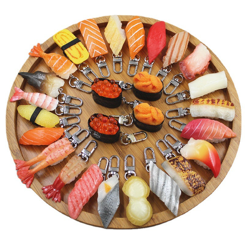 Wholesale PVC Simulation Food Salmon Sushi Keychain