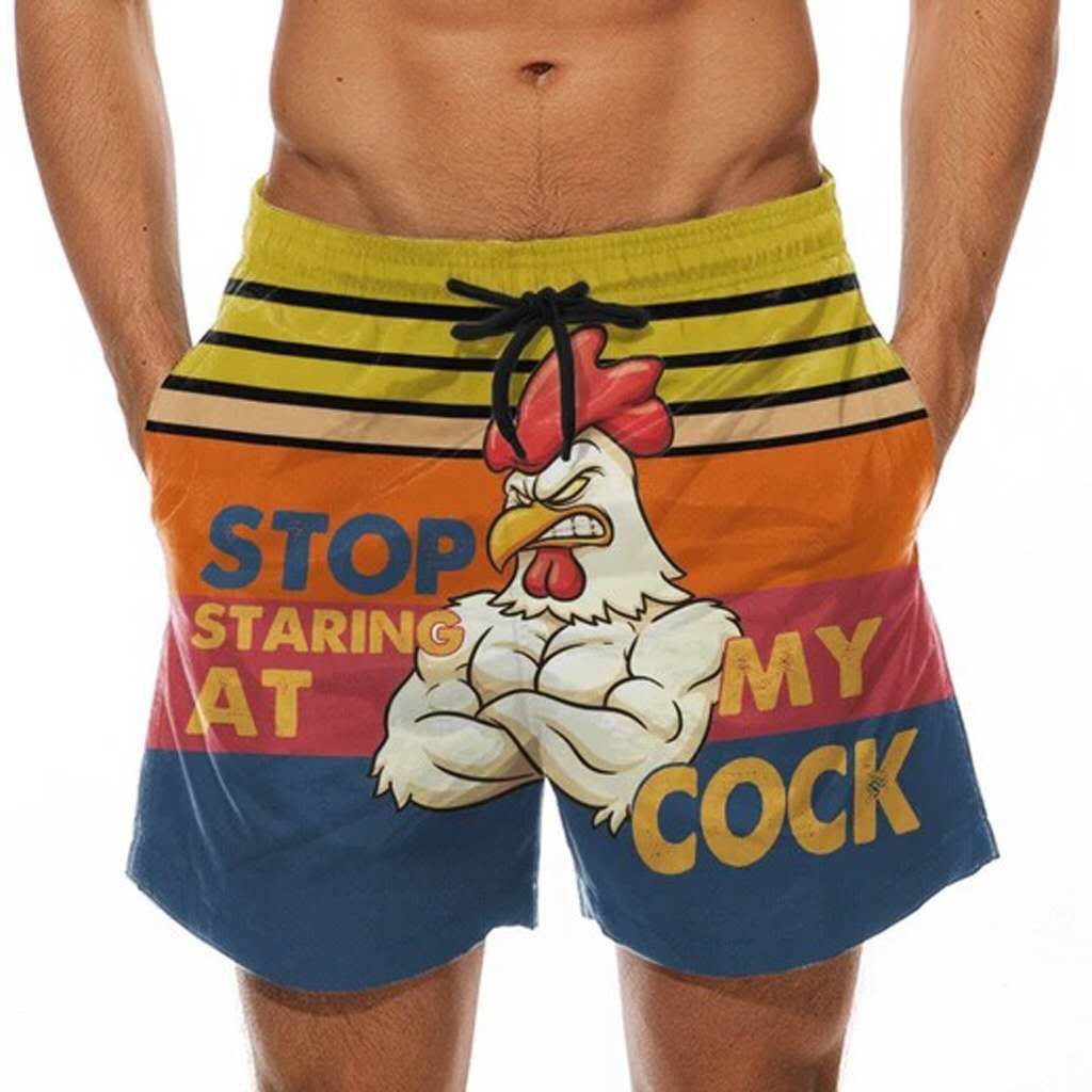 Wholesale Men's Beach Shorts Turkey Head Full Body Print Shorts Swimwear