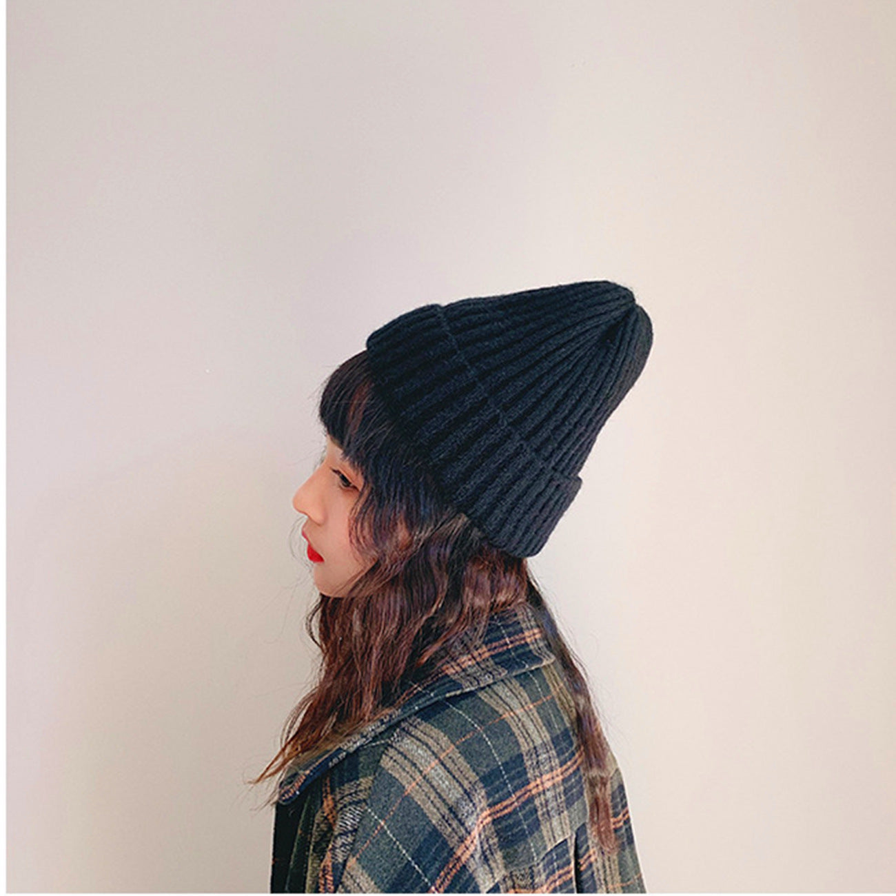 Wholesale Solid Color Versatile Knitted Thickened Smooth Plate Pointed Wool Hat