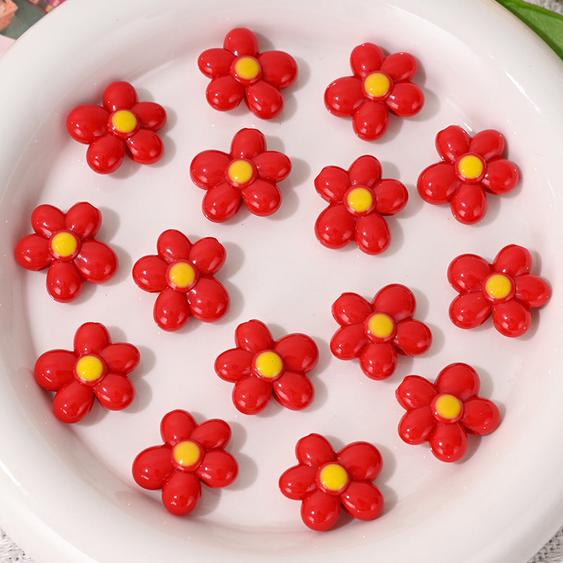 Wholesale 5pcs/pack Colorful Small Flowers with Holes Beads
