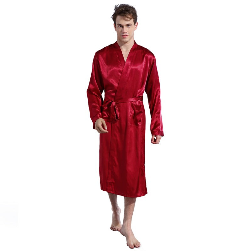 Wholesale Men's Solid Color Robe Cardigan Nightgown