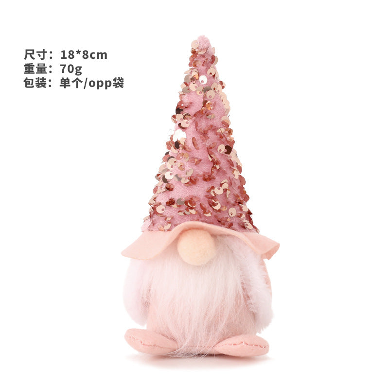 Wholesale Christmas Sequins Faceless Santa Claus Doll Gandalf Doll Non-woven Fabric Ornament