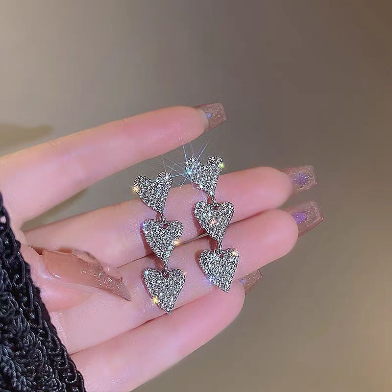 Wholesale Forest-style colorful diamond butterfly long earrings