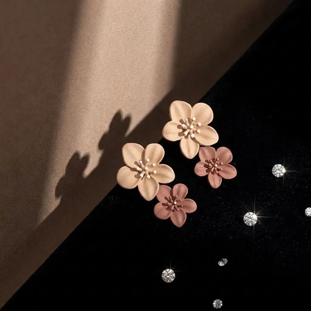 Wholesale Zinc Alloy Electroplated Flower Earrings Khaki Spray Paint Korean Minimalist Everyday Jewelry Accessory For Women