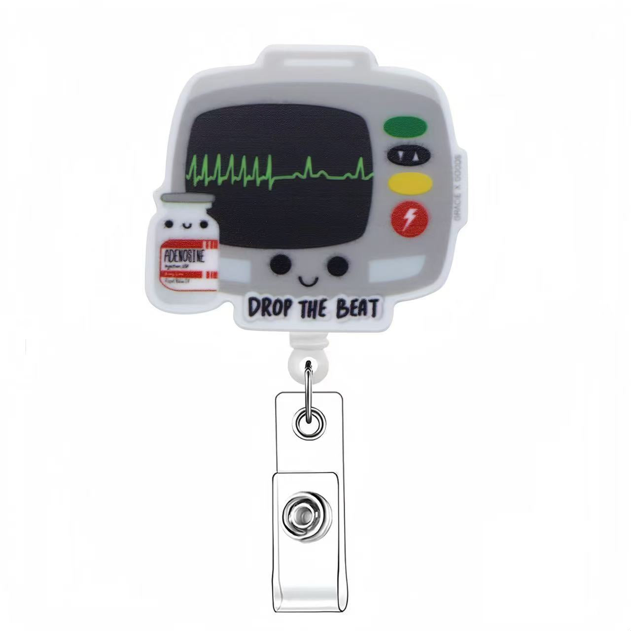 Wholesale Acrylic easy-open buckle medical name tag accessory retractable clip Badge Reels