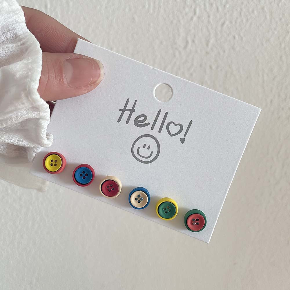 Wholesale s925 Silver Needle Color Bear Button Heart Three-piece Set Earrings