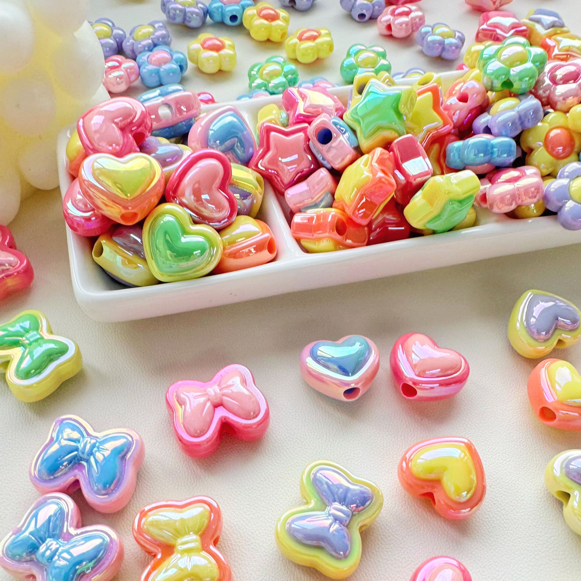 Wholesale 10pcs Color matching five-pointed star flower love resin beads