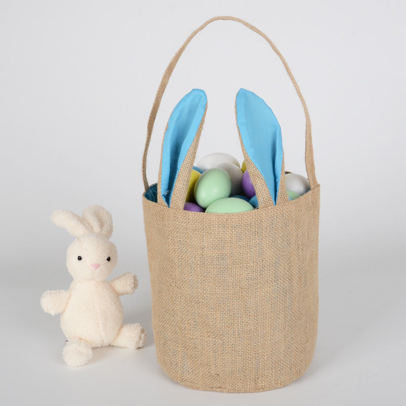 Wholesale 10PCS Easter Round Bottom Rabbit Ear Hemp Handbag