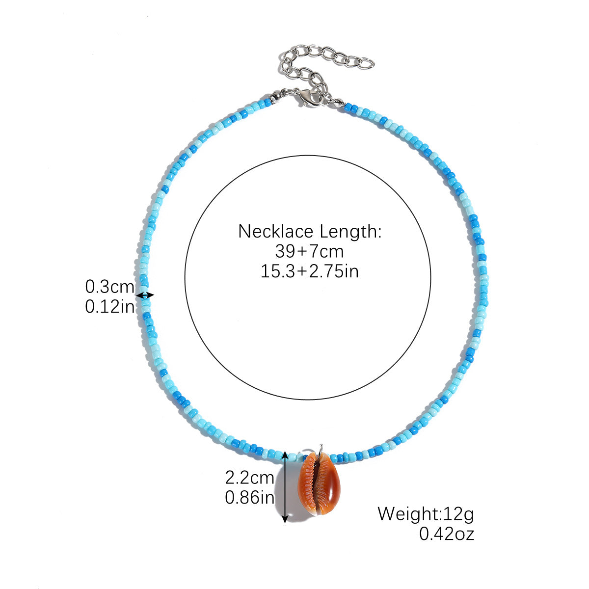 Wholesale Ocean Style Colorful Rice Beads Conch Shell Necklace