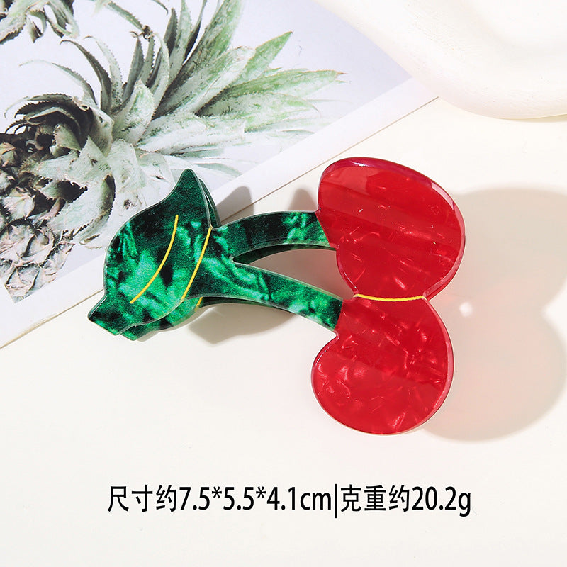 Wholesale Sweet Fruit Large Shark Hair Clip PVC Material Pink Women S Boutique Hair Accessory